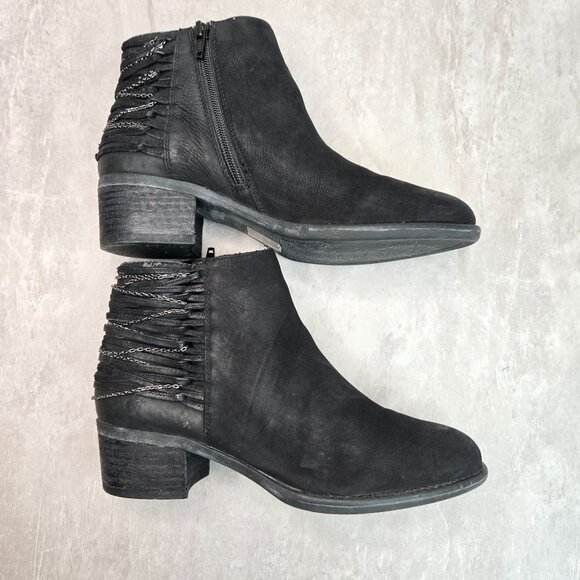 Steve Madden Ankle Boots Size 8 Black Leather Grunge Goth Edgy Chain Booties - Picture 5 of 14